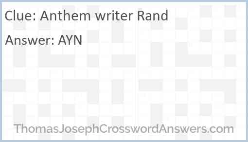Anthem writer Rand Answer