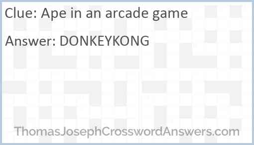 Ape in an arcade game Answer