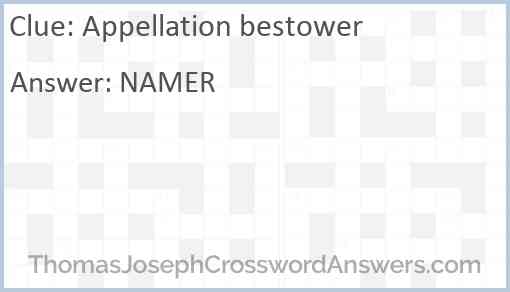 Appellation bestower Answer