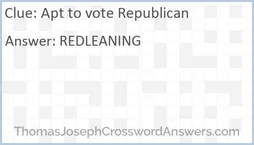 Apt to vote Republican Answer