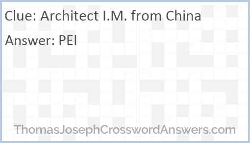 Architect I.M. from China Answer