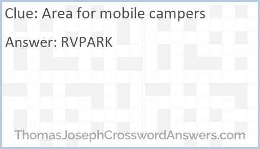 Area for mobile campers Answer