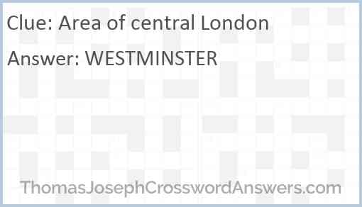 Area of central London Answer