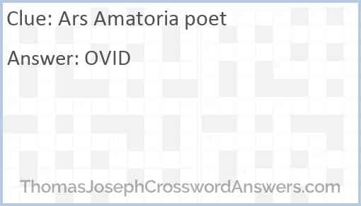 Ars Amatoria poet Answer