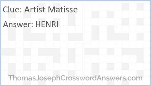 Artist Matisse Answer