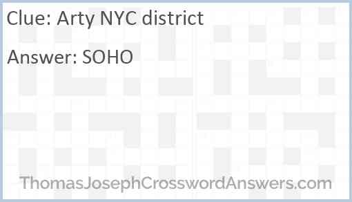 Arty NYC district Answer