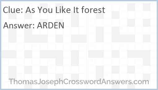 “As You Like It” forest Answer