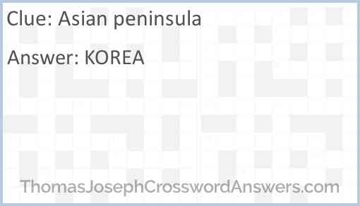 Asian peninsula Answer