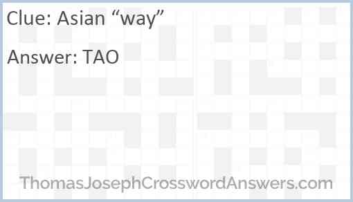 Asian “way” Answer