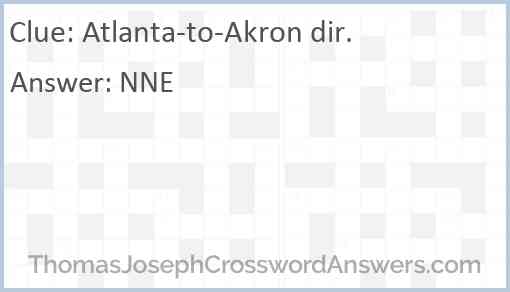 Atlanta-to-Akron dir. Answer
