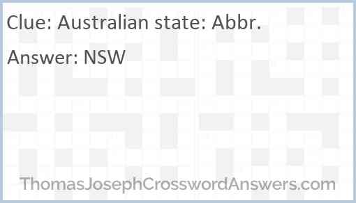 Australian state: Abbr. Answer