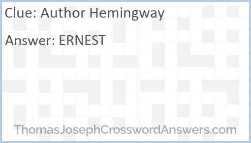 Author Hemingway Answer