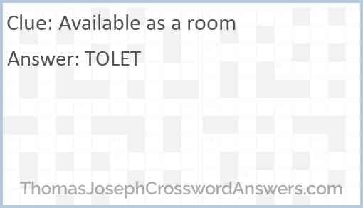 Available as a room Answer