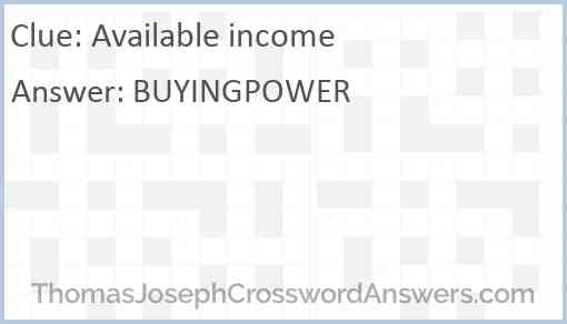 Available income Answer