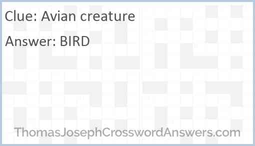 Avian creature Answer