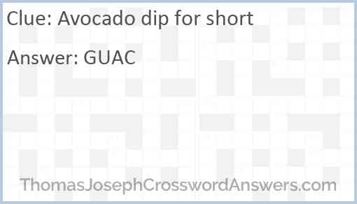Avocado dip for short Answer