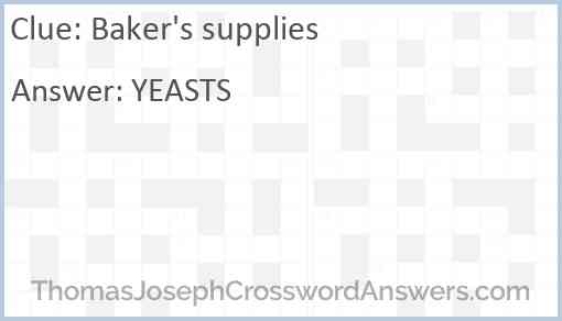 Baker’s supplies Answer