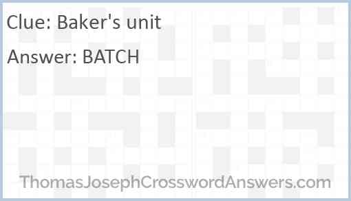 Baker's unit Answer