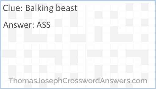 Balking beast Answer