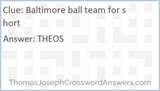 Baltimore ball team for short Answer