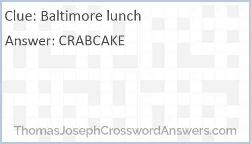Baltimore lunch Answer