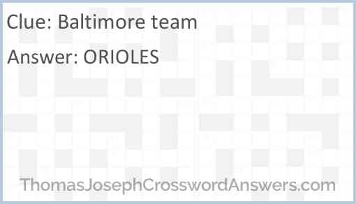 Baltimore team Answer