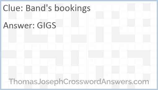 Band’s bookings Answer
