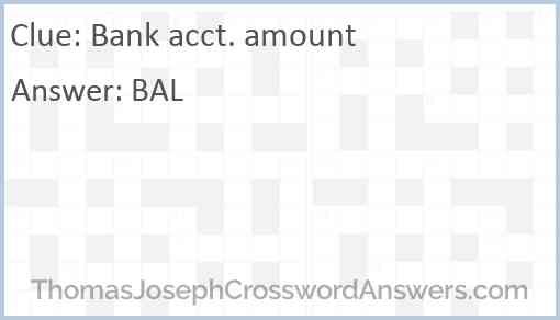 Bank acct. amount Answer