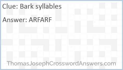 Bark syllables Answer