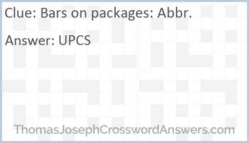 Bars on packages: Abbr. Answer