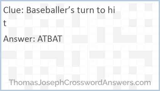 Baseballer’s turn to hit Answer