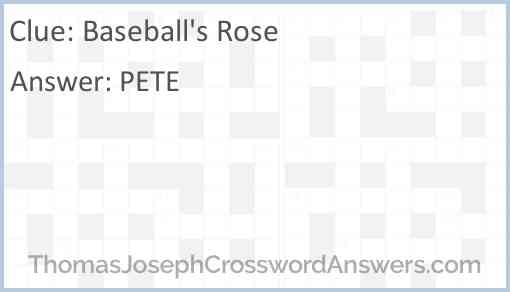 Baseball’s Rose Answer
