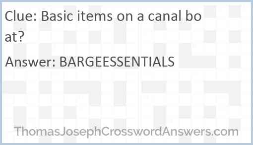 Basic items on a canal boat? Answer