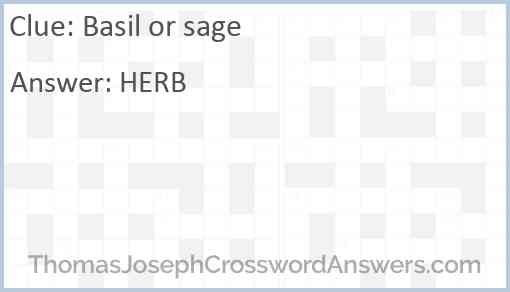 Basil or sage Answer