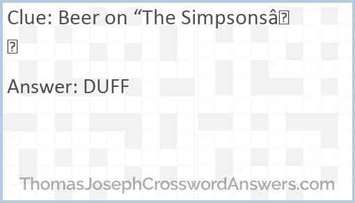 Beer on “The Simpsons” Answer
