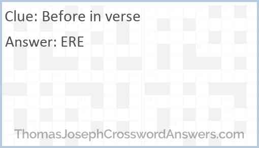 Before in verse Answer