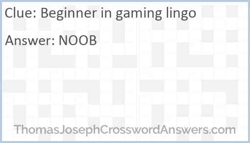 Beginner in gaming lingo Answer