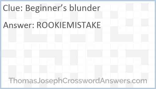 Beginner’s blunder Answer