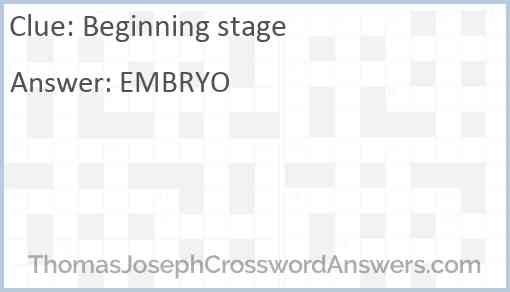 Beginning stage Answer