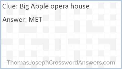 Big Apple opera house Answer