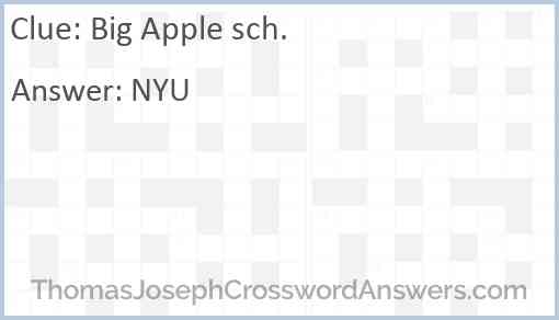 Big Apple sch. Answer