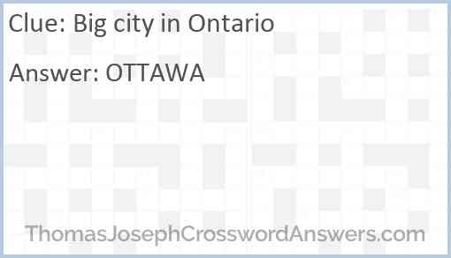 Big city in Ontario Answer