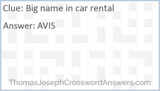 Big name in car rental Answer