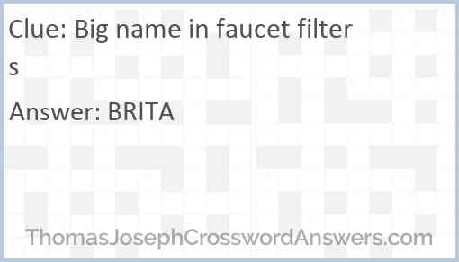 Big name in faucet filters Answer