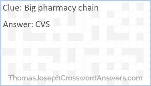 Big pharmacy chain Answer