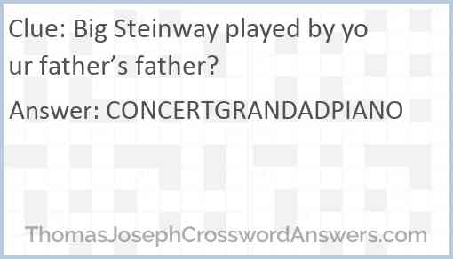 Big Steinway played by your father’s father? Answer