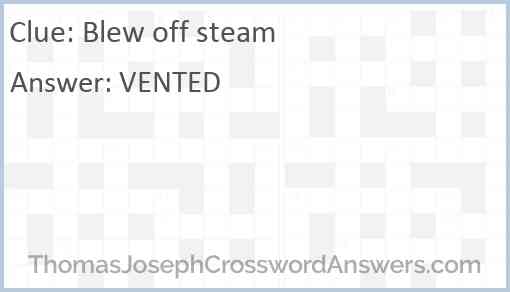 Blew off steam Answer