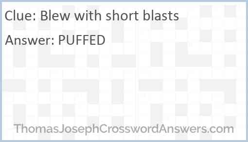 Blew with short blasts Answer