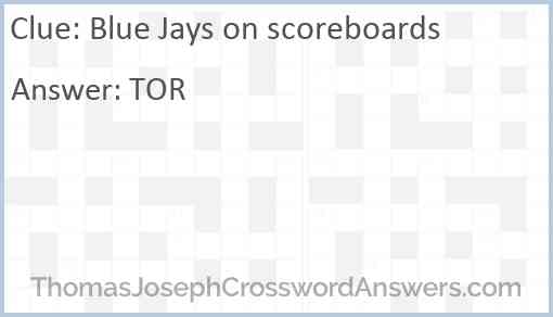 Blue Jays on scoreboards Answer