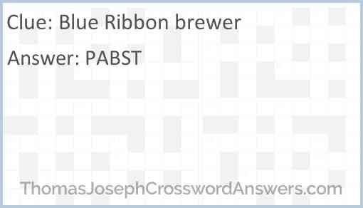 Blue Ribbon brewer Answer